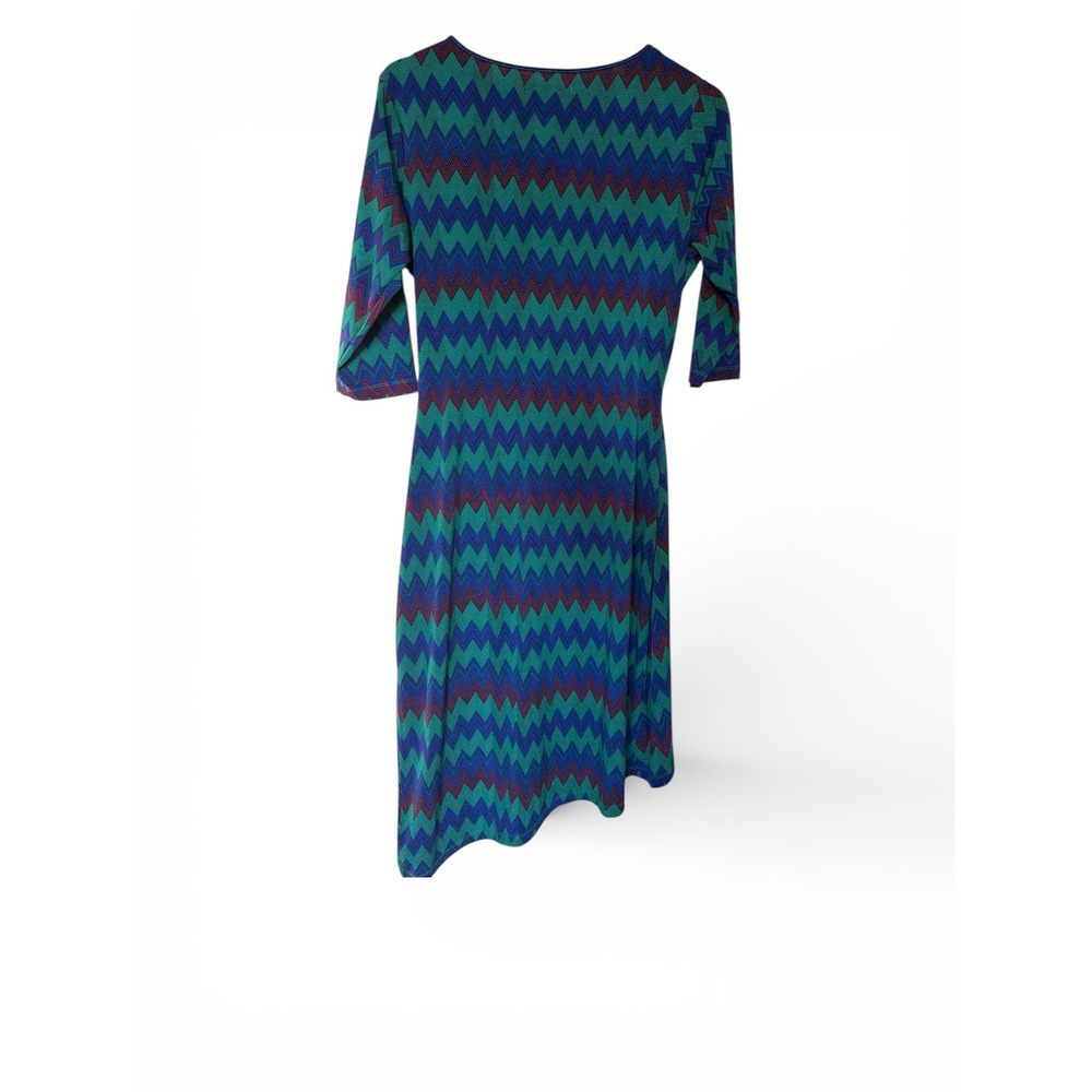 NV Nick Verreos Women's Size 12 Geometric Print Wrap Dress 3/4 Sleeve - Picture 2 of 4